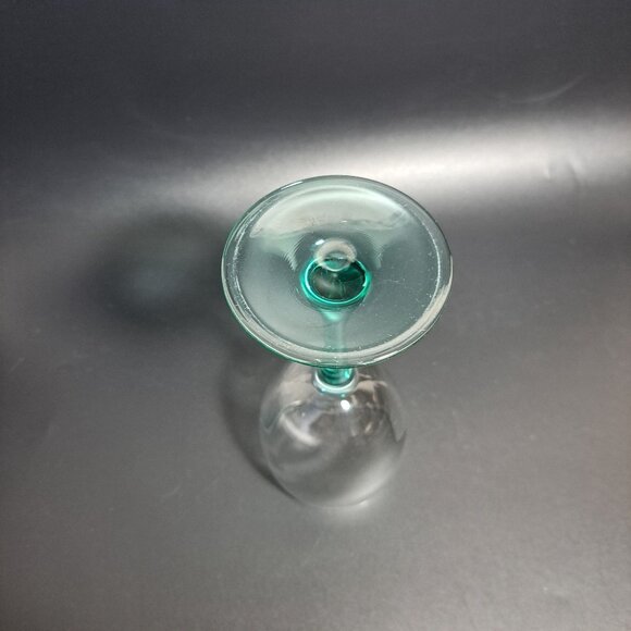 Clear Glass Goblet With Green Stem - Picture 8 of 8